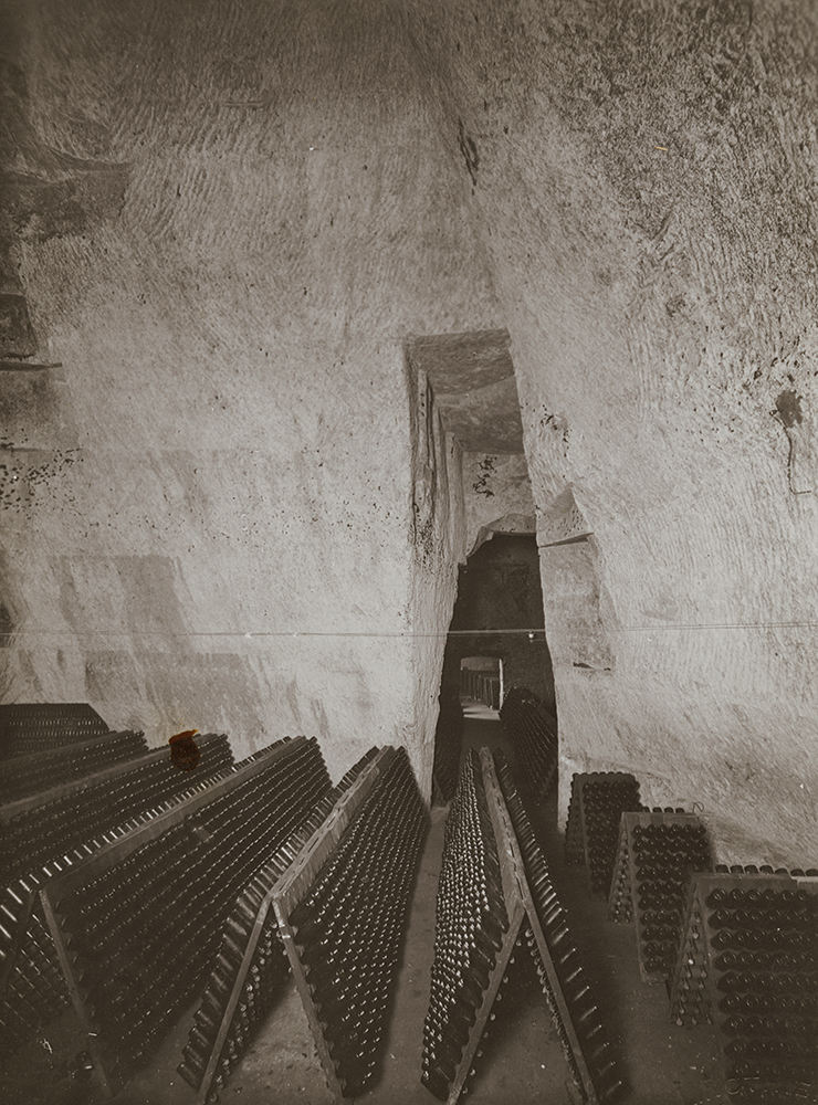 Champagne Stored Sur Pointe (Upside Down) in an Old French-Roman Chalk Cellar