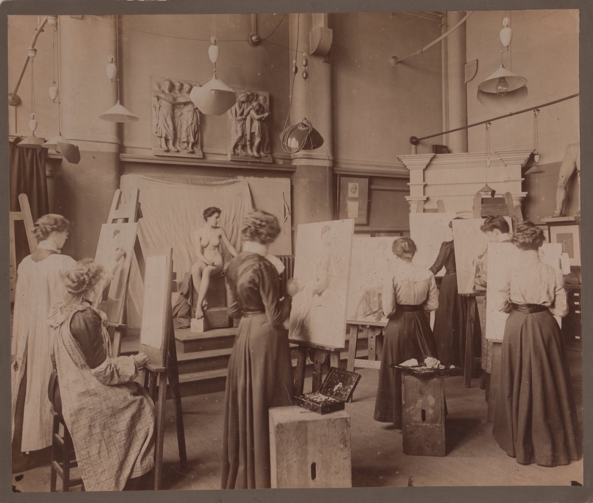 Anonymous - Female Art Students in Life Drawing Class