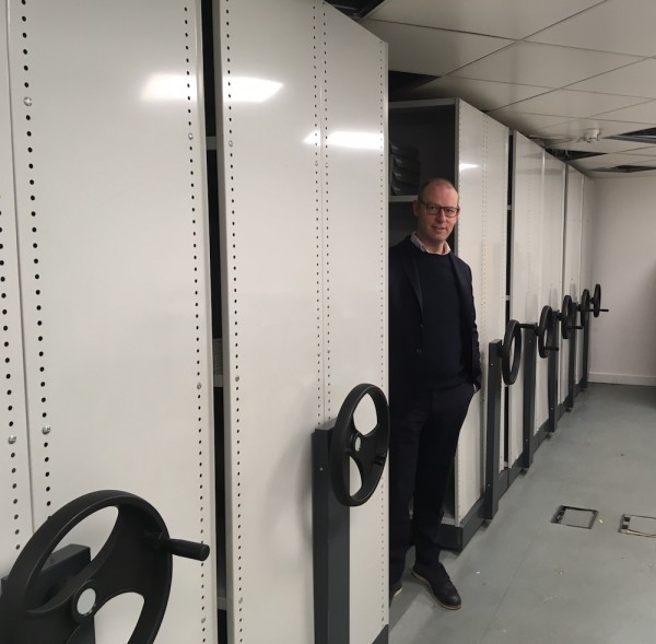 The Centre has plenty of built-in storage space, as James Hyman illustrates here. (Photo by Michael Diemar)